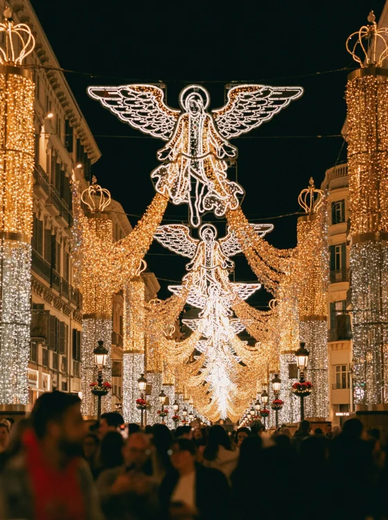 bright christmas lights on the streets of madrid in spain