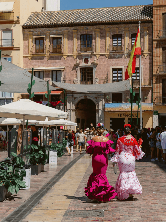 street view in spain with spanish dancers
