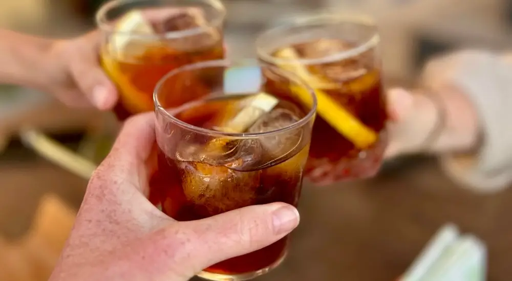 three glasses of vermut 