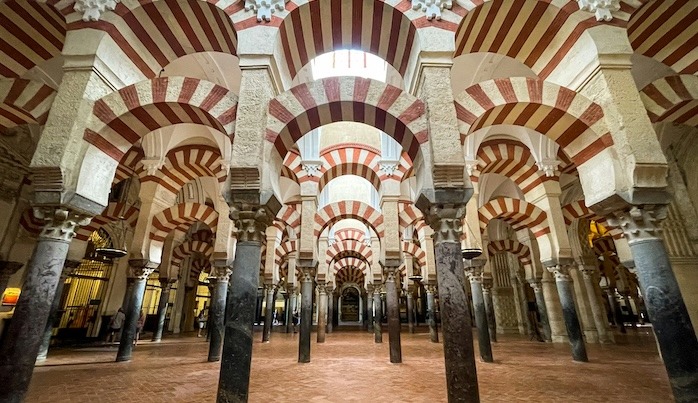 The arches of the grand mosque in Cordoba